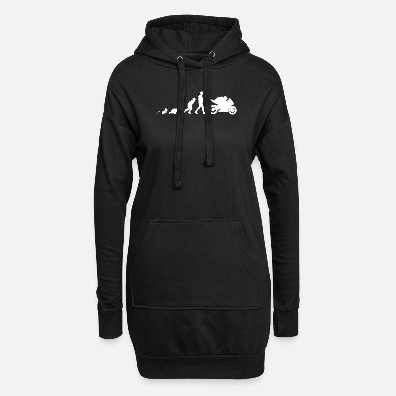 Motorrad Rennen Fun Shirt Geschenke Grow Evolution - Hoodie-Kleid - Schwarz