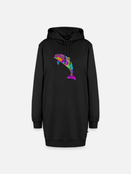 Delphin Geschenk Wassertiere Säugetier Fisch - Hoodie-Kleid - Schwarz