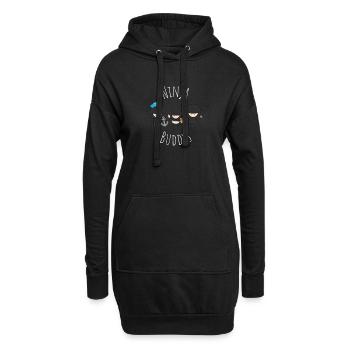 Ninja Buddys Funny Design - Hoodie-Kleid - Schwarz - Vorne