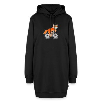 Fuchs auf Fahrrad Mädchen Kawaii Geschenk Tiere - Hoodie-Kleid - Schwarz - Vorne