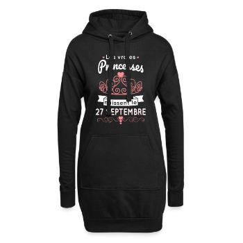 Anniversaire - Princesses naissent le 27 Septembre - Sweat-shirt à capuche long Femme - noir - Devant