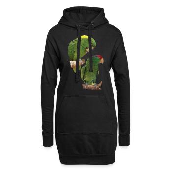 Papageien - Hoodie-Kleid - Schwarz - Vorne