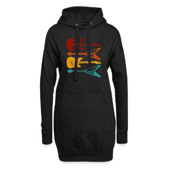 Guitares - Sweat-shirt à capuche long Femme - noir - Devant