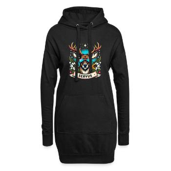 Bayern Bierzelt Hirsch Servus Dialekt Lustig Cool - Hoodie-Kleid - Schwarz - Vorne