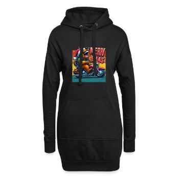 Merry Xmas Bär Motorrad Biker Retro Cool Lustig - Hoodie-Kleid - Schwarz - Vorne
