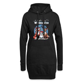 Fuchs Hase und Hirsch wünschen Frohe Weihnachten - Hoodie-Kleid - Schwarz - Vorne