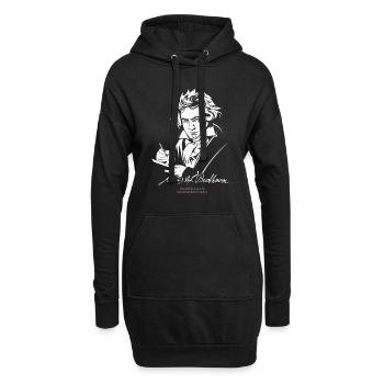 Beethoven Porträt mit Unterschrift - Hoodie-Kleid - Schwarz - Vorne