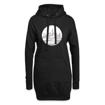 amberg,skyline,gris,cercle,silhouette - Sweat-shirt à capuche long Femme - noir - Devant