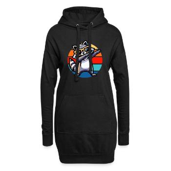 Dabbing raton laveur Vintage Sunset - Sweat-shirt à capuche long Femme - noir - Devant