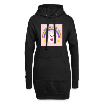 Happiness Hase mit Regenbogen - Hoodie-Kleid - Schwarz - Vorne