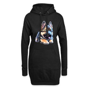 Mignon chiot berger allemand - Sweat-shirt à capuche long Femme - noir - Devant