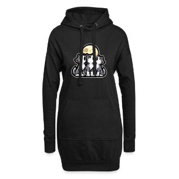 Süße Wolf Welpen heulen Mond Cartoon Stil - Hoodie-Kleid - Schwarz - Vorne