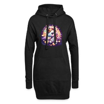 Einhorn mit bunten Herzen - Sweet Unicorn - Hoodie-Kleid - Schwarz - Vorne
