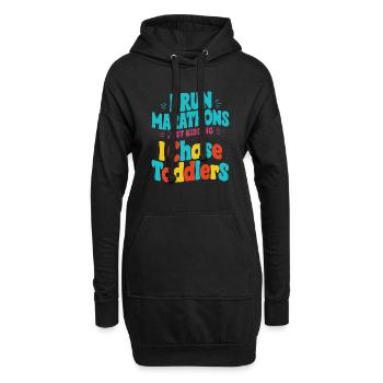 Ich laufe Marathons Nur ein Scherz Ich jage Kleinkinder vor - Hoodie-Kleid - Schwarz - Vorne