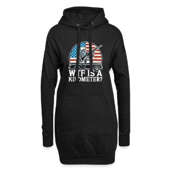 WTF ist ein Skelettgewehr unter amerikanischer Flagge - Hoodie-Kleid - Schwarz - Vorne