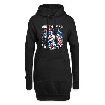 WTF ist ein Kilometer T-Rex Präsident unter amerikanischer Flagge - Hoodie-Kleid - Schwarz - Vorne