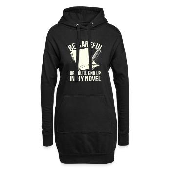 Soyez prudent ou vous finirez dans mon roman Auteur hum - Sweat-shirt à capuche long Femme - noir - Devant