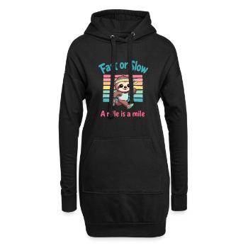 Schnell oder langsam eine Meile ist eine Meile Lustiges Faultier-Joggen - Hoodie-Kleid - Schwarz - Vorne
