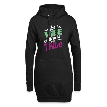 Votre vibration attire l’énergie positive de votre tribu - Sweat-shirt à capuche long Femme - noir - Devant