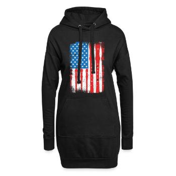 4 juillet USA Flûte - Sweat-shirt à capuche long Femme - noir - Devant