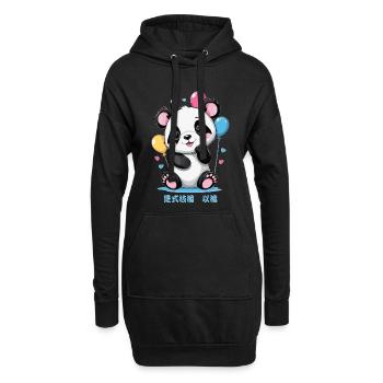 Ours panda mignon - Sweat-shirt à capuche long Femme - noir - Devant