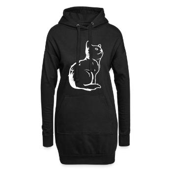 Croquis de chat - Sweat-shirt à capuche long Femme - noir - Devant