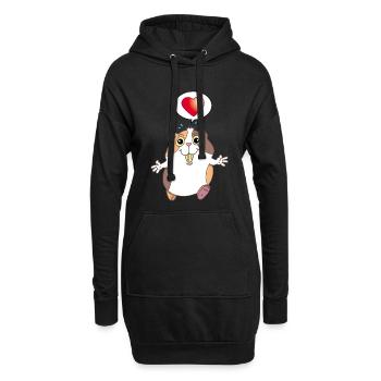 Niedlicher Hamster - Hoodie-Kleid - Schwarz - Vorne