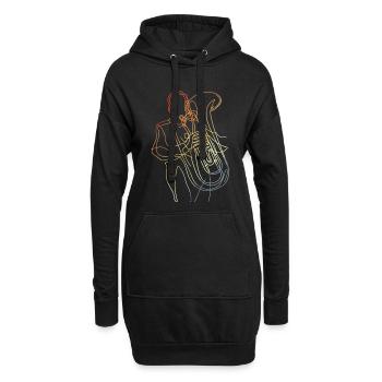 Tuba Spieler Skizze Vintage Look - Hoodie-Kleid - Schwarz - Vorne