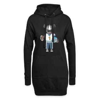 American Football Nashorn auf Touchdown Mission - Hoodie-Kleid - Schwarz - Vorne