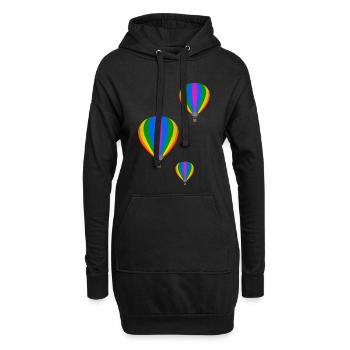 Fliegende Heißluftballons - Hoodie-Kleid - Schwarz - Vorne
