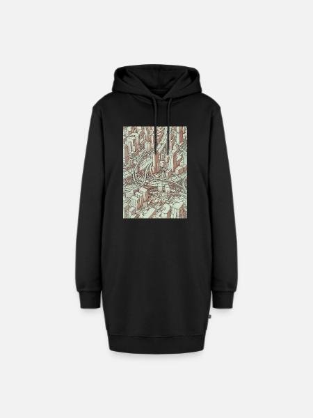 Wireframe Intersection - Hoodie-Kleid - Schwarz