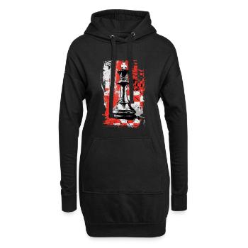 Schach König – Grunge Strategie Motiv - Hoodie-Kleid - Schwarz - Vorne
