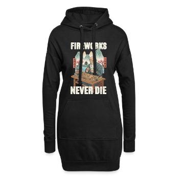 Fireworks Never Die - Hoodie-Kleid - Schwarz - Vorne