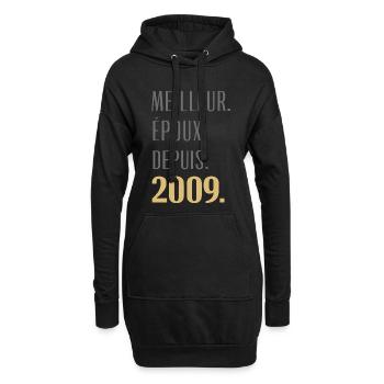 Bester Ehemann seit 2009 Pinke Hochzeit 17 Jahre - Hoodie-Kleid - Schwarz - Vorne