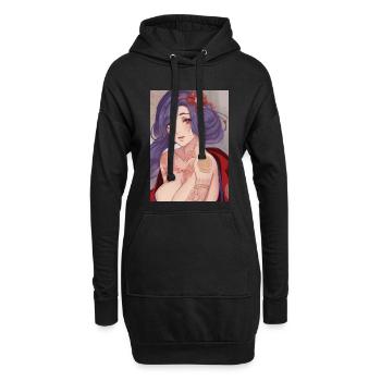 Geisha Bloom tätowiert - Hoodie-Kleid - Schwarz - Vorne