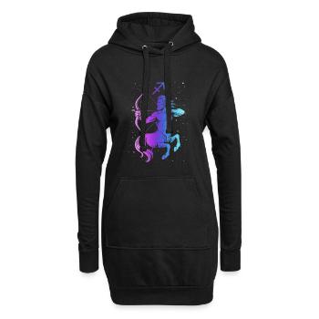 Sagittaire – Signe du Néon - Sweat-shirt à capuche long Femme - noir - Devant