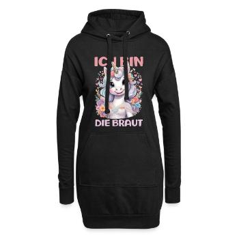 Ich Bin Die Braut Jga Einhorn Blumen Hochzeit - Hoodie-Kleid - Schwarz - Vorne