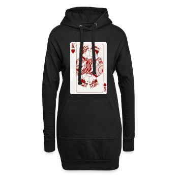 Carte du cœur qui embrasse les rois - Sweat-shirt à capuche long Femme - noir - Devant