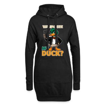 Tu veux voir mon canard ? Jeu de mots drôle avec des Mallards - Sweat-shirt à capuche long Femme - noir - Devant