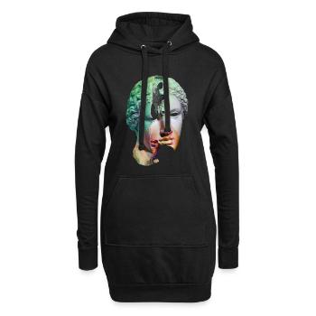 Collage surréaliste de Dieu fracturé - Sweat-shirt à capuche long Femme - noir - Devant