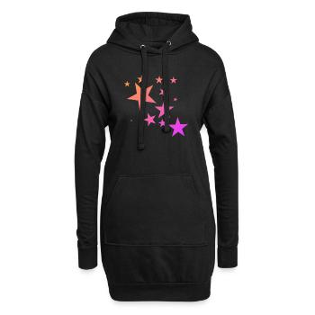 Pink Orange Bunte Sterne Sternenteppich Muster - Hoodie-Kleid - Schwarz - Vorne