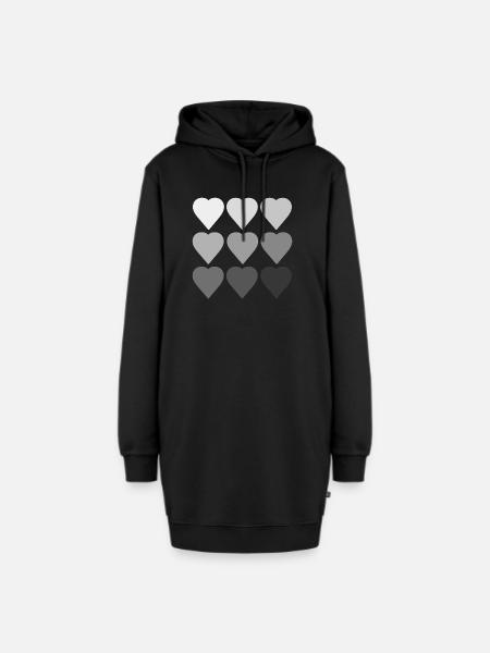 Herzlinie - Hoodie-Kleid - Schwarz