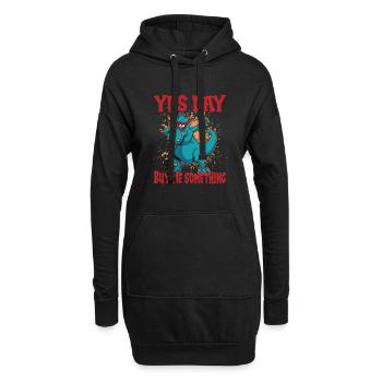 Oui Jour - Sweat-shirt à capuche long Femme - noir - Devant