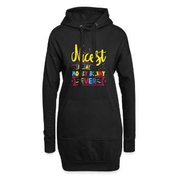 Oui Jour - Sweat-shirt à capuche long Femme - noir - Devant
