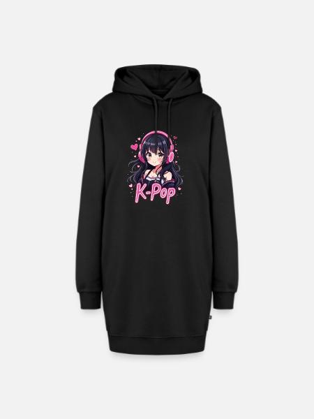 K-Pop - Hoodie-Kleid - Schwarz