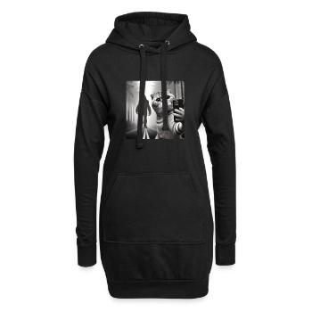 Katze - Hoodie-Kleid - Schwarz - Vorne