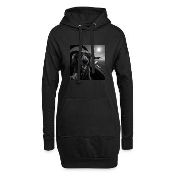 Dackel - Hoodie-Kleid - Schwarz - Vorne