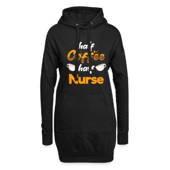 Moitié café Moitié infirmière Drôle Infirmière Humour RN - Sweat-shirt à capuche long Femme - noir - Devant