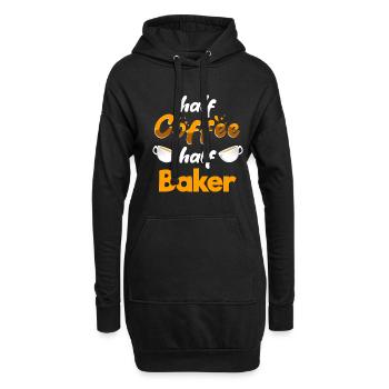 Moitié café moitié boulanger drôle de cuisson humour pâtisserie - Sweat-shirt à capuche long Femme - noir - Devant