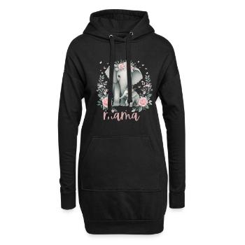 Mama Heart Floral Wreath Elephant Baby Shower - Hoodie-Kleid - Schwarz - Vorne